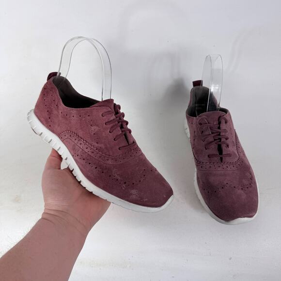 Cole Haan Shoes - Cole Haan ZERØGRAND Oxfords Women's 7 Burgundy Suede Wingtip Low Top Comfort